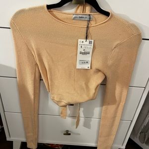 Zara knit sweater cropped top (peach)